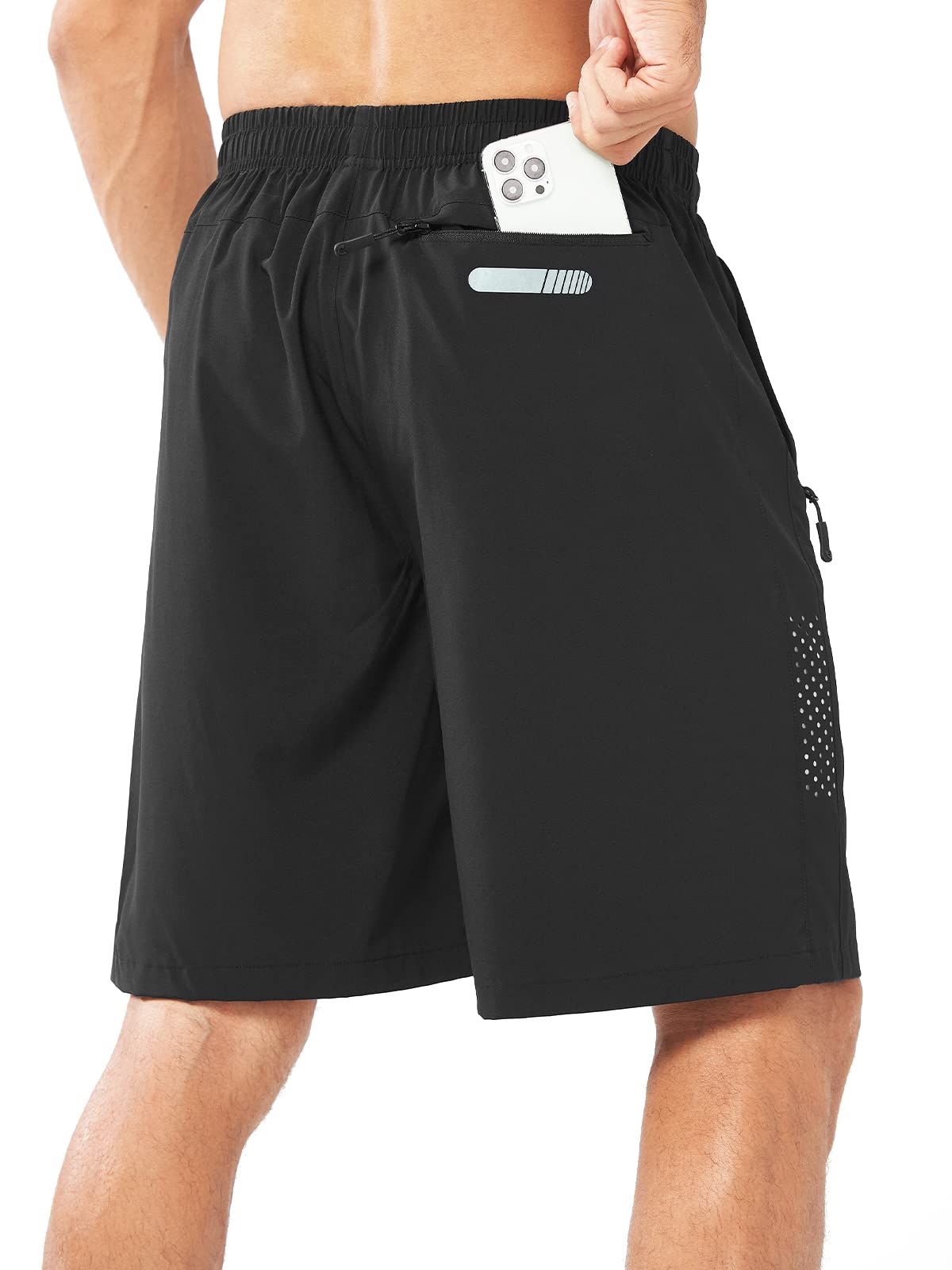 NORTHYARD Men's Athletic Running Shorts Gym Workout 7"/9"/5" Quick Dry Lightweight Sports Basketball Tennis 3 Zipper Pockets Black-9inch M