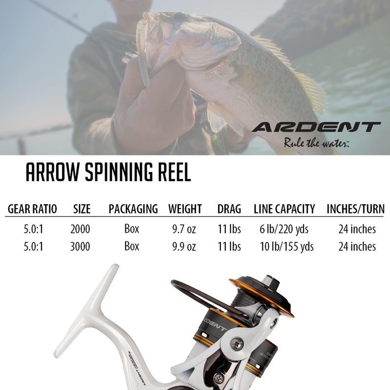 Ardent Arrow Baitcasting Fishing Reel - 5.0:1 Gear Ratio, 5+1 Ball Bearings, Graphite Frame | Durable & Smooth Performance