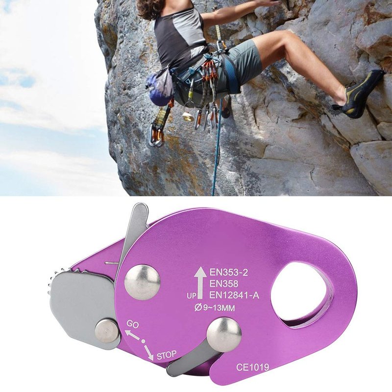 Alomejor Climbing Descender, self Braking Compact Rope Descender Aluminum Construction for Climbers Mountaineers Rescue Teams