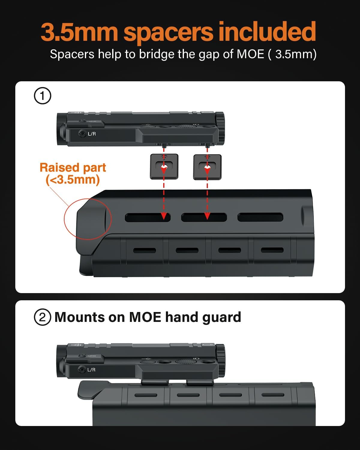 ToughSoul Mlok Flashlight Laser Sight Combo - 1450 Lumen Brightness with Green Laser & Strobe Function | Replaceable Battery Included