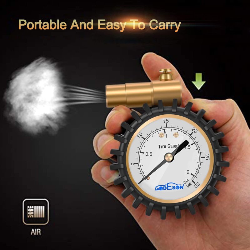 GODESON Presta Valve Pressure Gauge with Air Pressure Relief for Mountain Bicycle Fat Tires,Low Pressure Range to 30 PSI/2BAR…