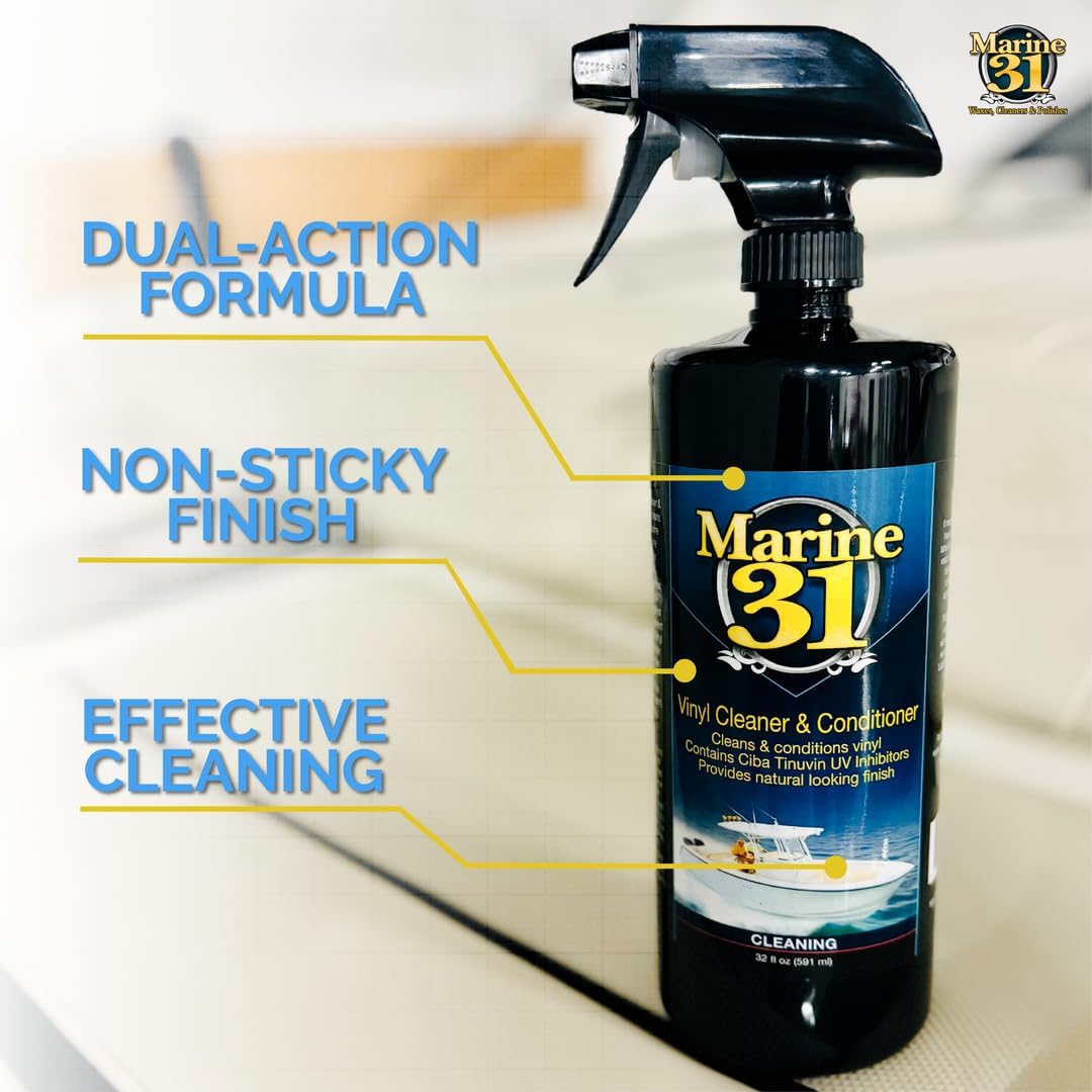 Marine 31 Vinyl Cleaner & Conditioner - UV Protection & Long-Lasting Shine | 32 oz Safe for Boats & Car Interiors