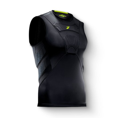 Storelli BodyShield Sleeveless Undershirt, Protective Soccer Base Layer, Lightweight Compression Top with Padded Chest and Rib Protection, Ultimate Comfort and Safety for Athletes, Black, Extra Large