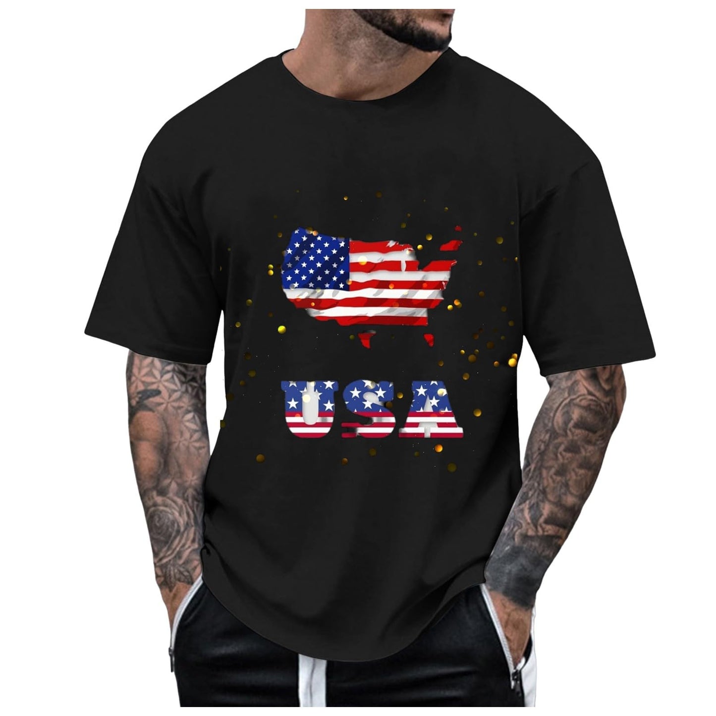 Deal of The Day Warehouse Clearance 4th of July 4th of July Mens T-Shirts Short Sleeve Crew Neck Shirts Casual Loose Fit Tops Athletic Quick Dry Active Tee Shirts