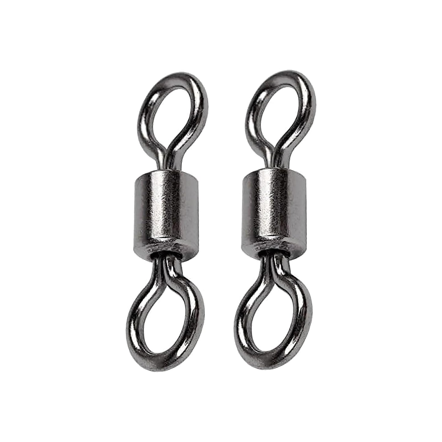 QISHUO Stainless Steel Swivels Fishing Lure Barrel Saltwater Swivel Fishing Strength Quick Change Fishing Swivels Rolling Black Nickel, 25pcs, 221lbs