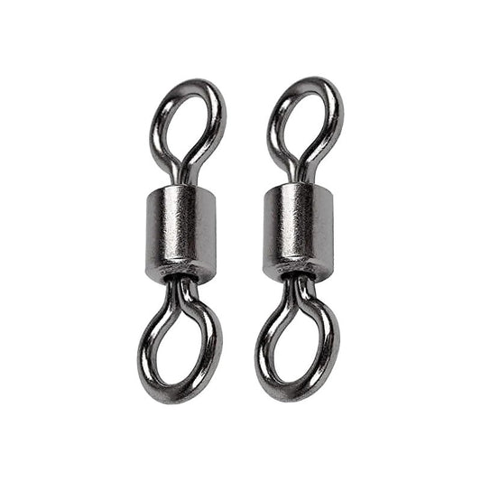 QISHUO Stainless Steel Swivels Fishing Lure Barrel Saltwater Swivel Fishing Strength Quick Change Fishing Swivels Rolling Black Nickel, 25pcs, 221lbs