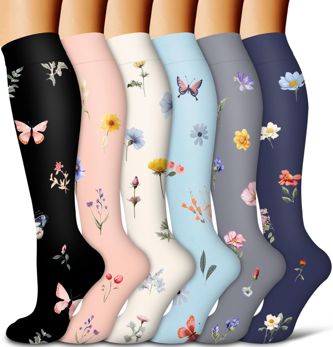 COOLOVER Copper Compression Socks for Women and Men(6 Pairs)-Best Support for Running, Athletic, Travel