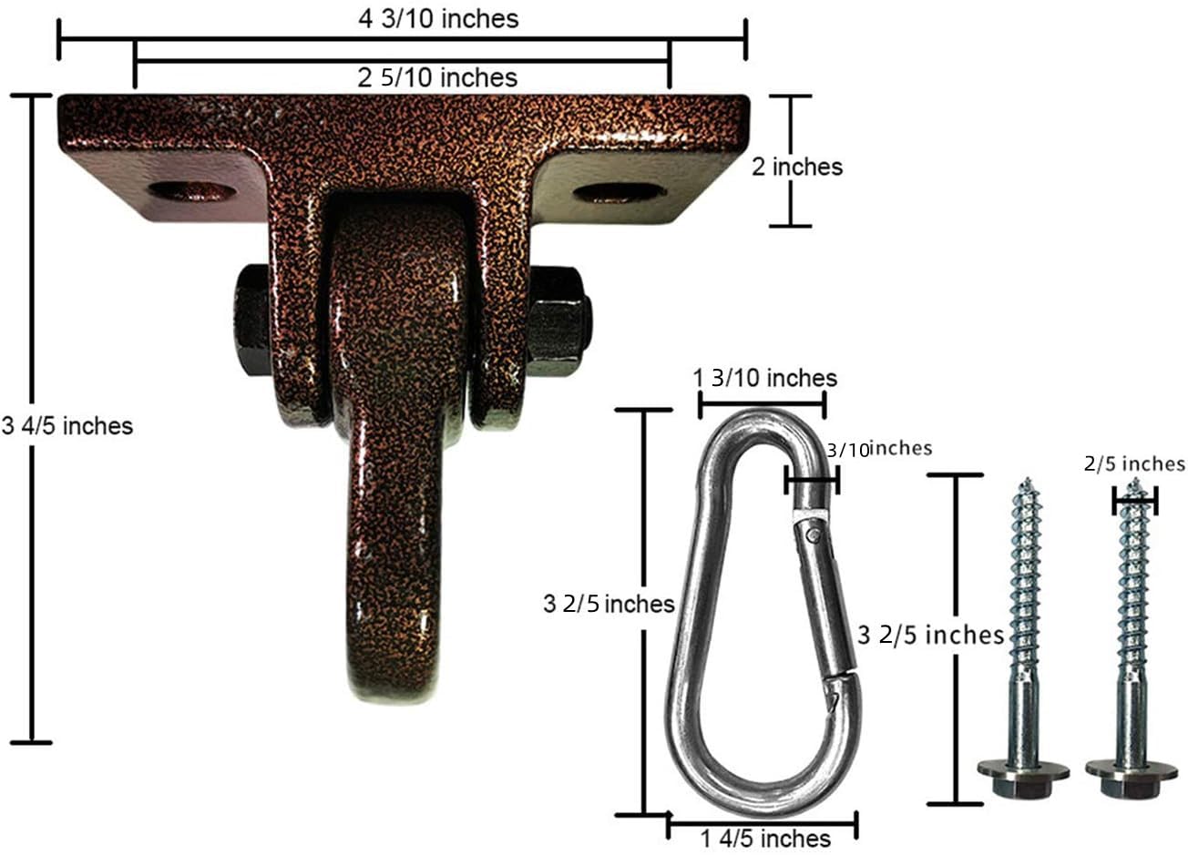 ABUSA Heavy Duty Bronze Swing Hangers Screws Bolts Included Over 5000 lb Capacity Playground Porch Yoga Seat Trapeze Wooden Sets Indoor Outdoor (2 Pack)