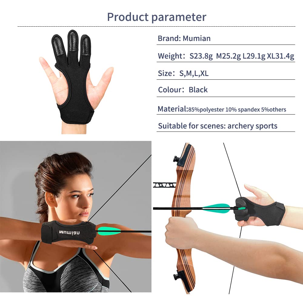 Mumian Archery Glove,Protective Leather Gloves for Recurve Bow and Compound Bow Men and Women,Finger Tab for Hunting Bow with Archery Equipment and Protective Gear Accessories