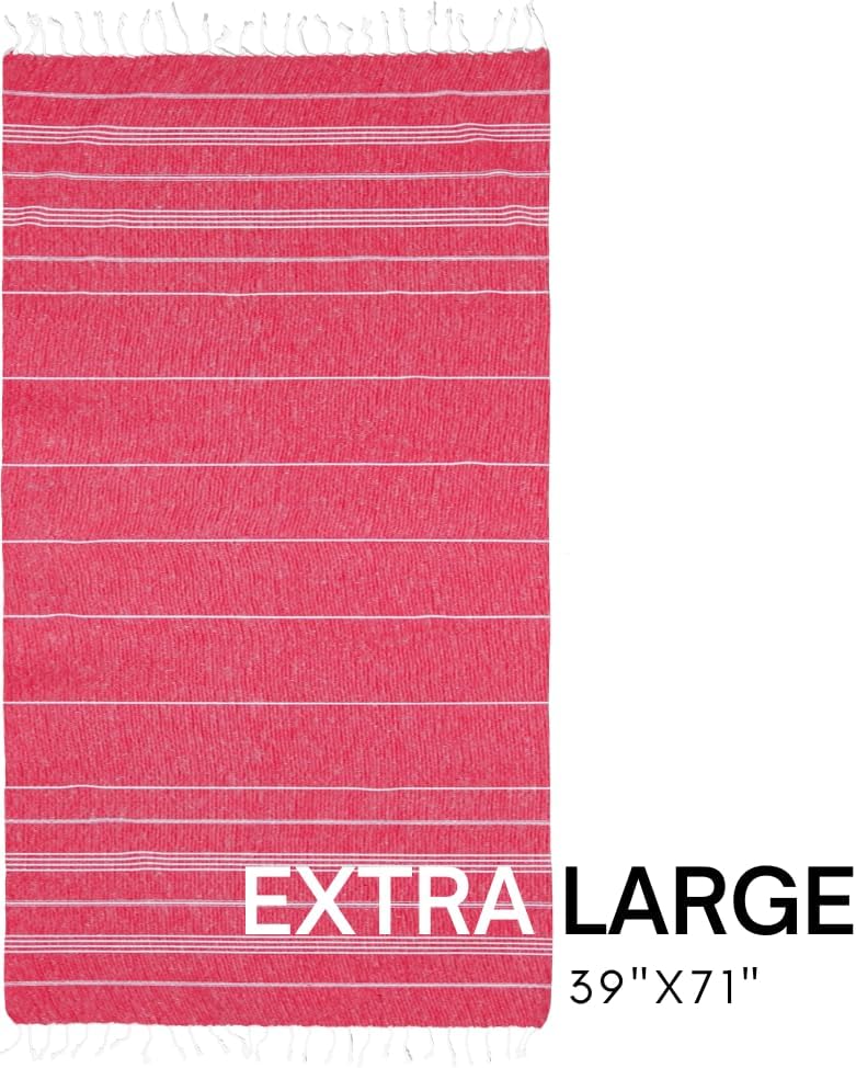 Turkish Beach Towel - Quick Dry, Sand-Free, Lightweight | Large 39" x 71" - Red & Black