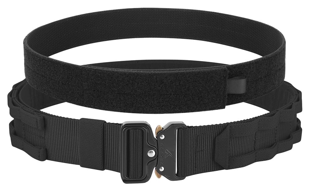 KRYDEX Quick Release Rigger MOLLE Belt 1.75 Inch Inner & Outer Tactical Heavy Duty Belt (BK, Large)