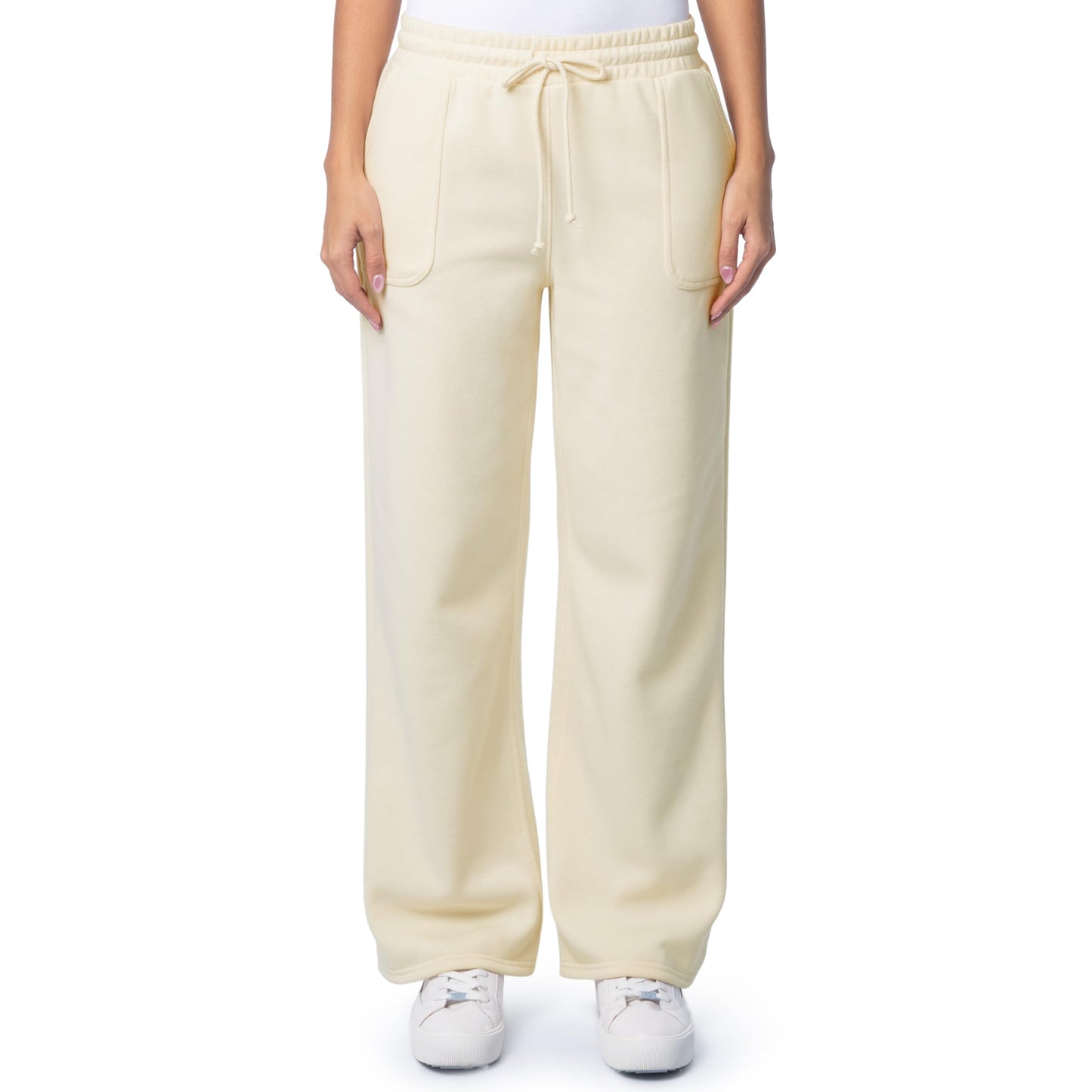Fruit of the Loom Women's Wide-Leg Fleece Sweatpants, Buttercream, Large