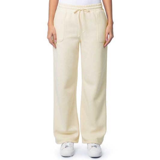 Fruit of the Loom Women's Wide-Leg Fleece Sweatpants, Buttercream, Large