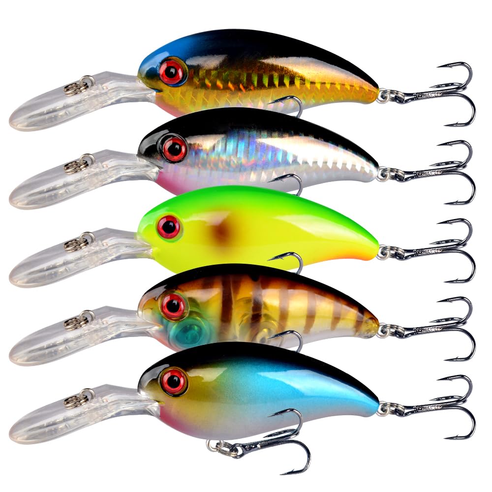 LINGYUE Bass Fishing Lures Kit Set Topwater Hard Baits Minnow Crankbait Pencil VIB Swimbait for Bass Pike Fit Saltwater and Freshwater (50pcs Gary)