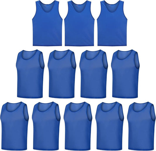 Scrimmage Vests - 12 Pack Team Training Jerseys | Lightweight Sports Pinnies with Carry Bag