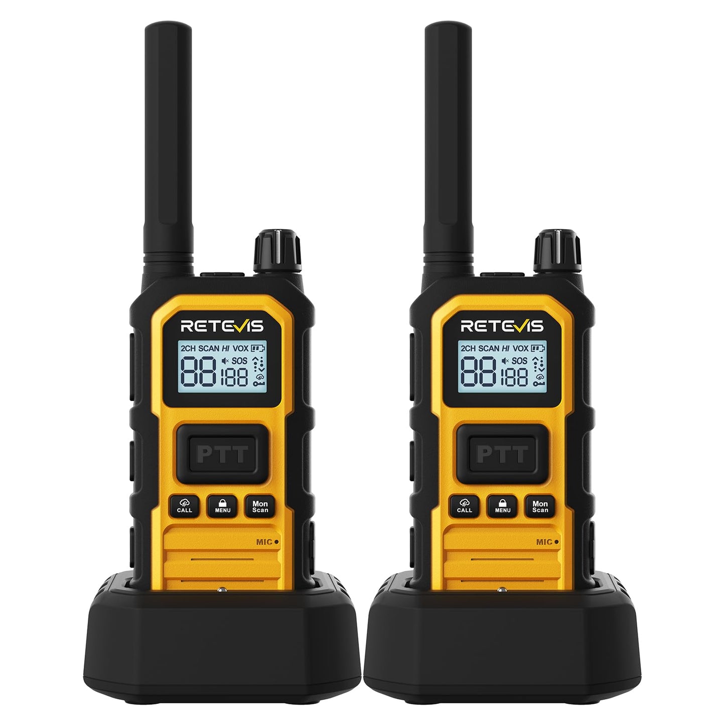 Retevis RB48PLUS GMRS Walkie Talkies Long Range,IP67 Waterproof Heavy Duty Two Way Radios,Repeater Capable,Vibration Alert,NOAA,SOS,for Hurricane Preparedness,Emergency Communication,Outdoor(2 Pack)