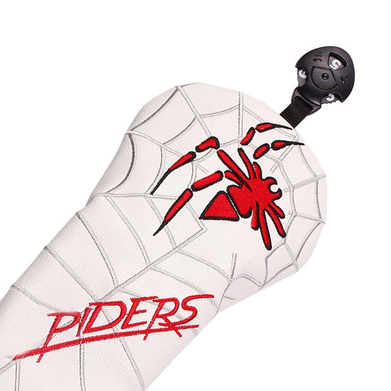 PU Leather Spider Embroidery Golf Club Head Covers for Taylormad Driver Fairway Woods Hybird (White Fairway Cover)
