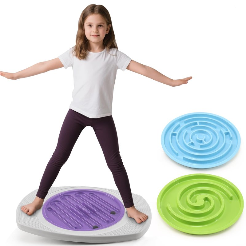 Zozimix Balance Board with Maze for Kids, 20 inch Labyrinth Wobble Board Rocking Seesaw Sensory Training with 2 Balls & 2 Replacement Labyrinth Disks, Non-Slip Pedals Indoor Outdoor for Boys Girls