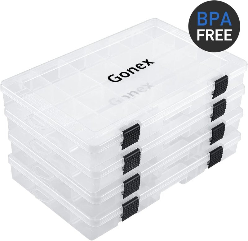 Fishing Tackle Box Organizer - 3600/3700 Adjustable Dividers - Clear Plastic Storage for Lures, Hooks, Jewelry | 3 or 4 Packs
