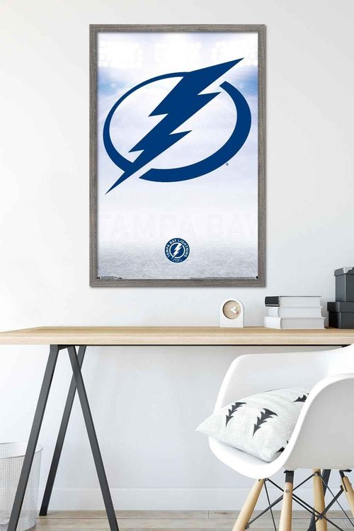 Trends International NHL Tampa Bay Lightning - Logo 17 Wall Poster, 22.375" x 34", Barnwood Framed Version