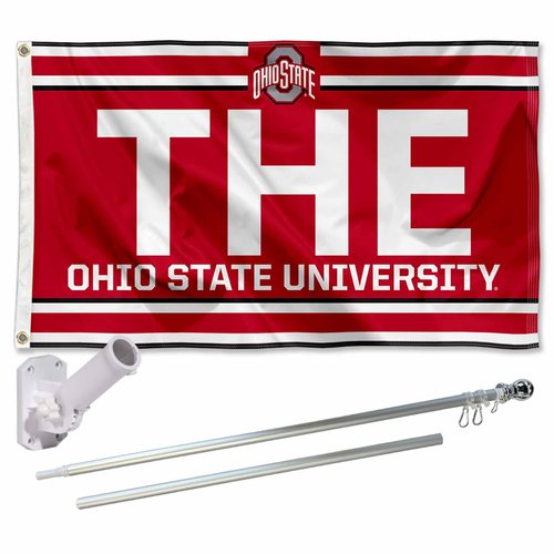 College Flags & Banners Co. The Ohio State University Banner Flag and Pole Bracket Mount Bundle