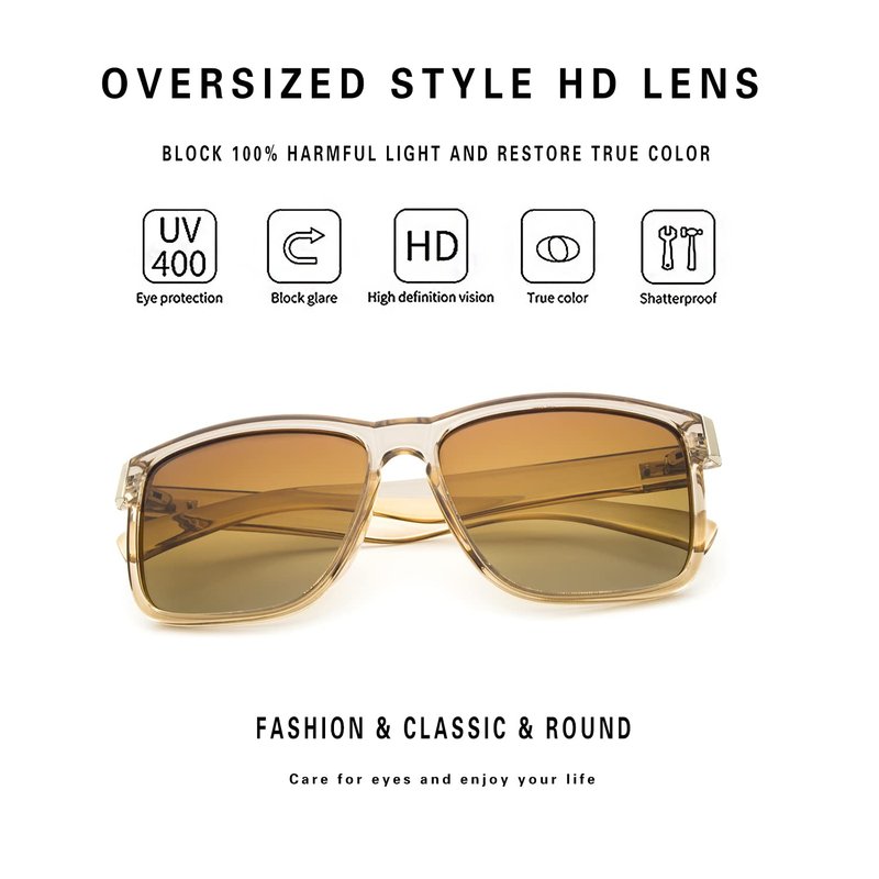 ANDOILT Sport Polarized Square Sunglasses (A7-3pcs-Grey Lens + Champagne + Coffee Lens)