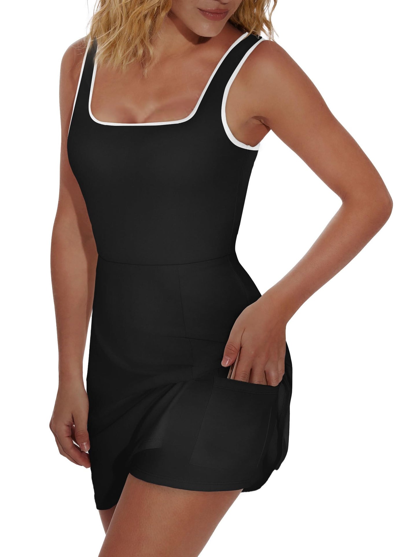 OFEEFAN Womens Athletic Dress Tennis Golf Bodycon Workout Active Skort Summer Clothes Casual Graduation Concert Date Spring OutfitsWhite Trim M