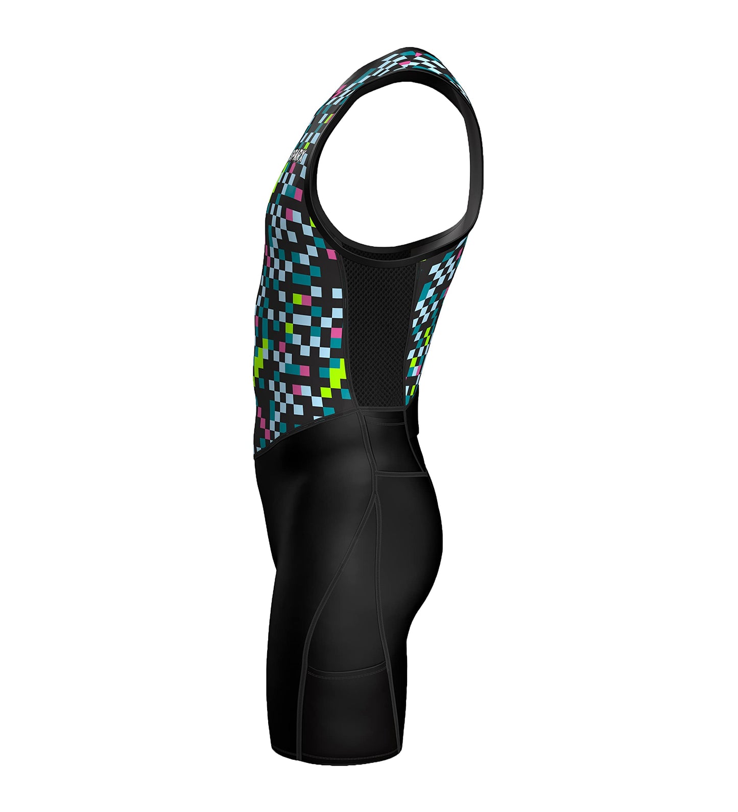 Sparx Men's Premium Triathlon Suit – Padded, Quick-Dry, Compression Fit, Lightweight Tri Suit for Swim, Bike, Run Race & Training (Small, ColoredCubes)