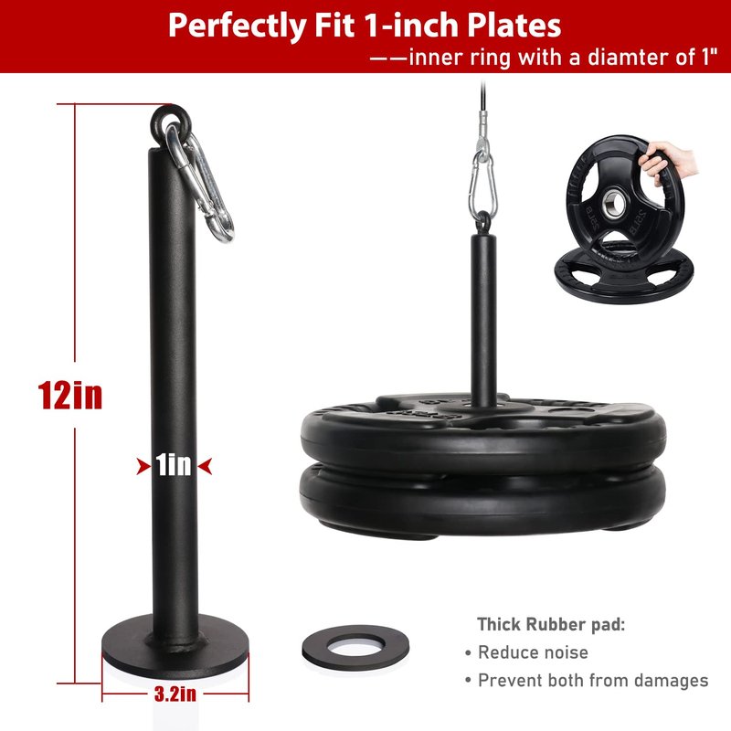 SYL Fitness Loading Pin for 1 inch Standard Weight Plates with Carabiner