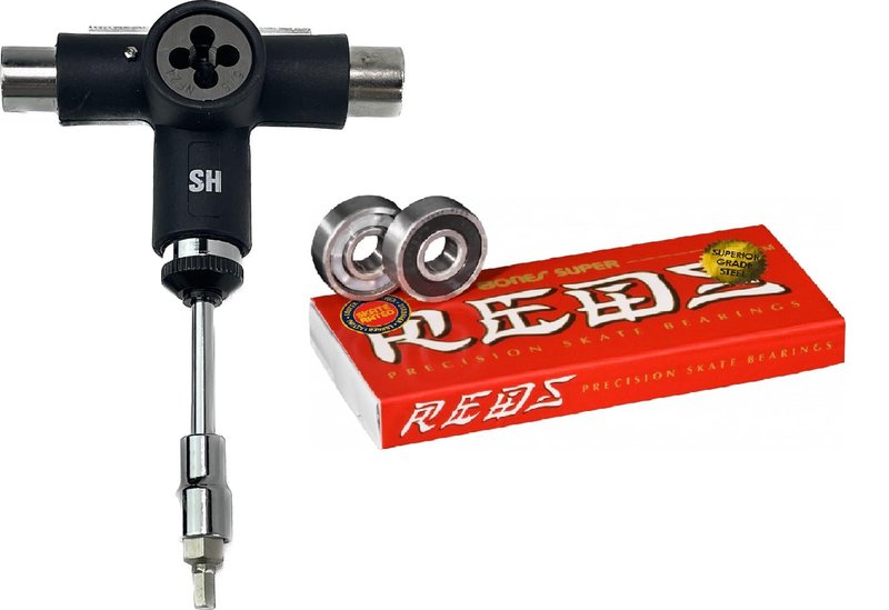 Skatehouse Bones Super Reds Bearings W Ratcheting Multifunction Skateboard Skate Tool