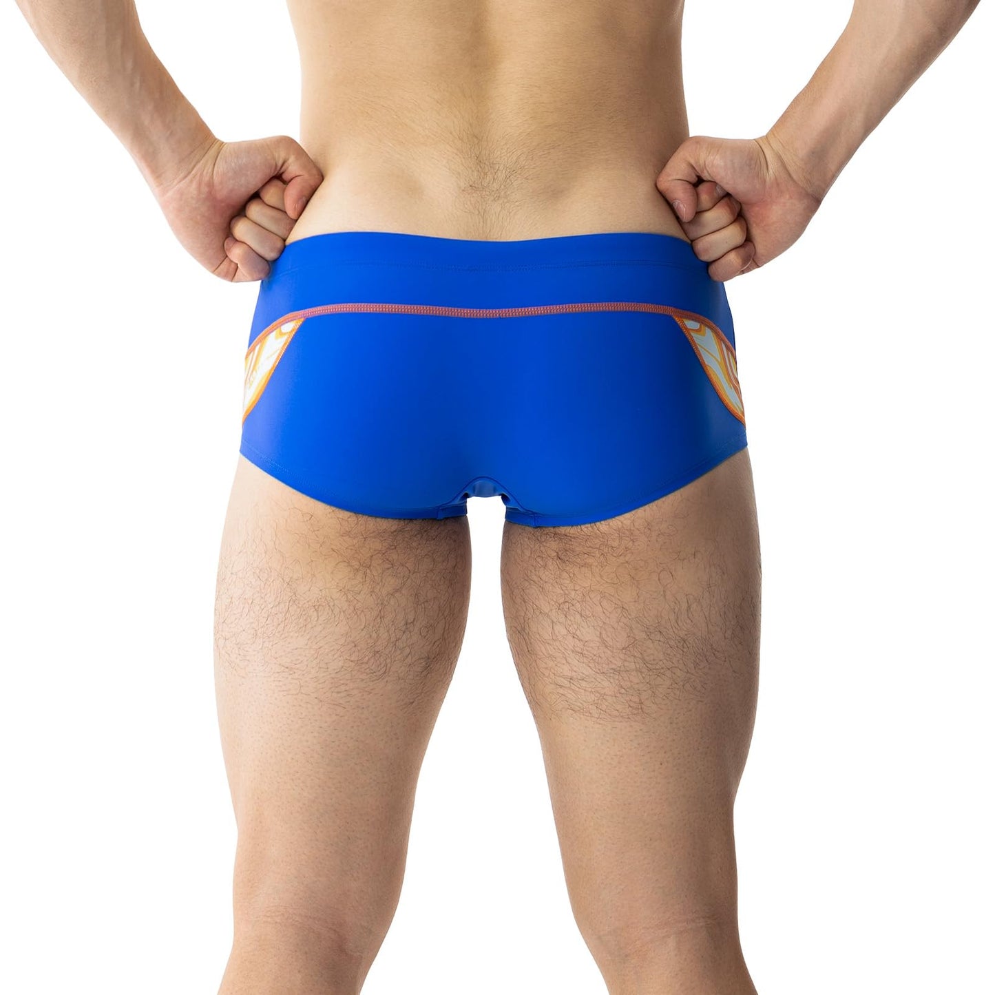 MY KILOMETRE Men's Square Leg Swimsuits Briefs Quick Dry Durable Athletic Swim Jammers for Training Swimming Solid Color Swimwear for Men (Blue M)