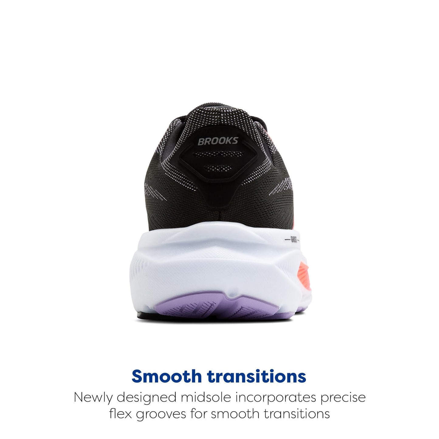 Brooks Women’s Ghost 17 Neutral Running Shoe - Black/Purple/Coral - 8 Medium