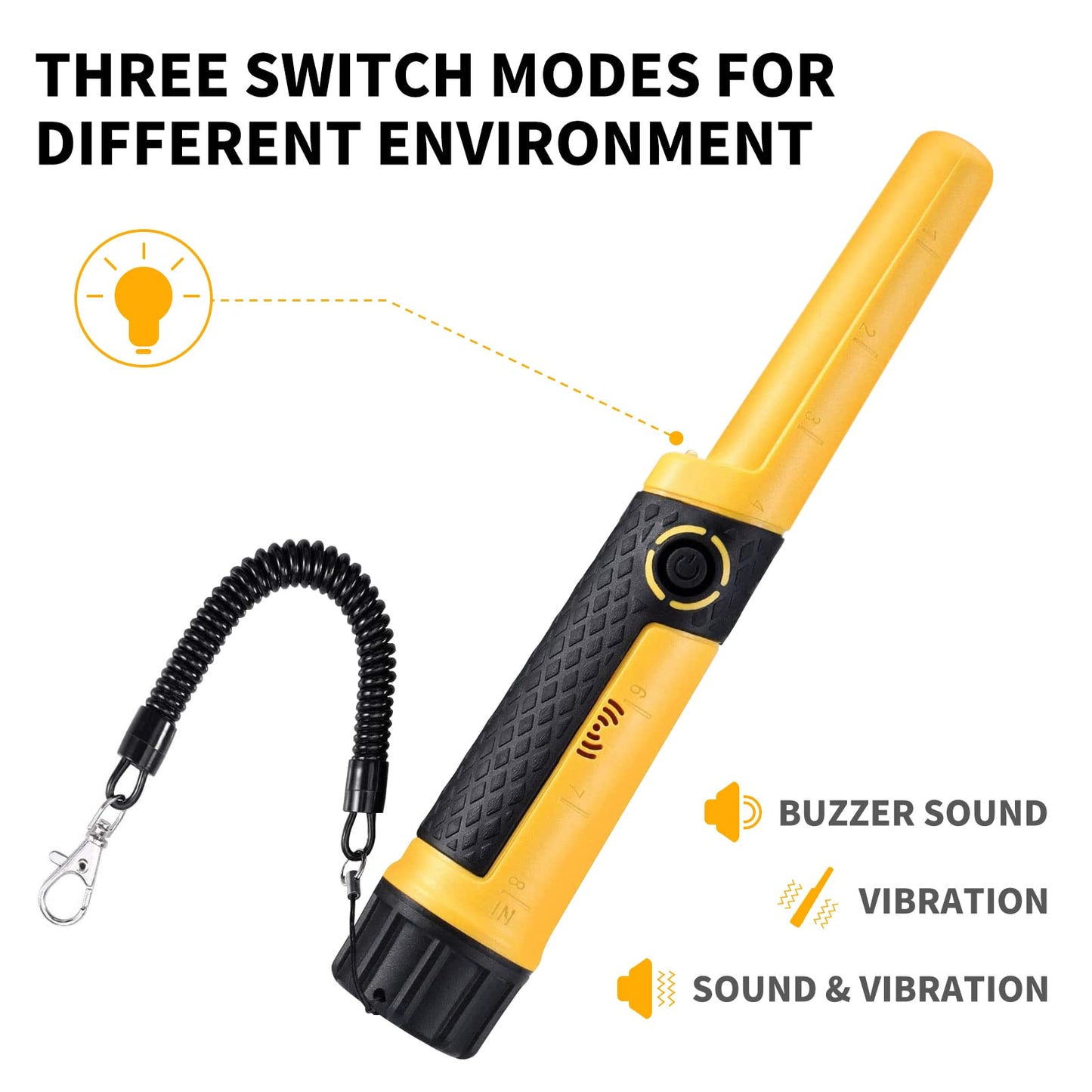 SAKOBS Handheld Pinpointer Metal Detector, Waterproof Metal Detecting Wand with 360° Side Scan, Portable Treasure Hunting Probe for Coins Gold Jewelry, Metal Detector Accessories for Beginners