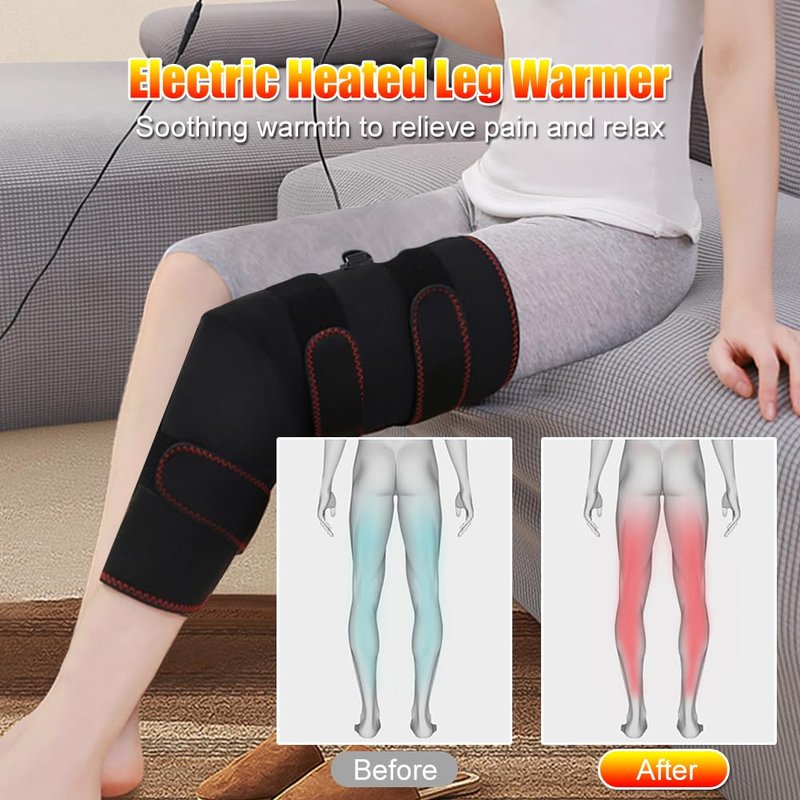 Heated Leg Warmer, Electric Heating Pad for Thigh & Knee & Calf Therapy Heated Knee Brace Calf Warmer for Better Circulation, Pain Relief, Adjustable Size
