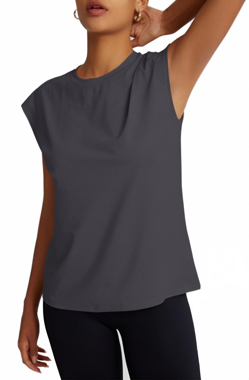 Women's Moisture Wicking Athletic Shirts - Tennis & Pickleball Tops, Gym Workout Tee with Cap Sleeve, Quick Dry Exercise Shirt Dark Grey L