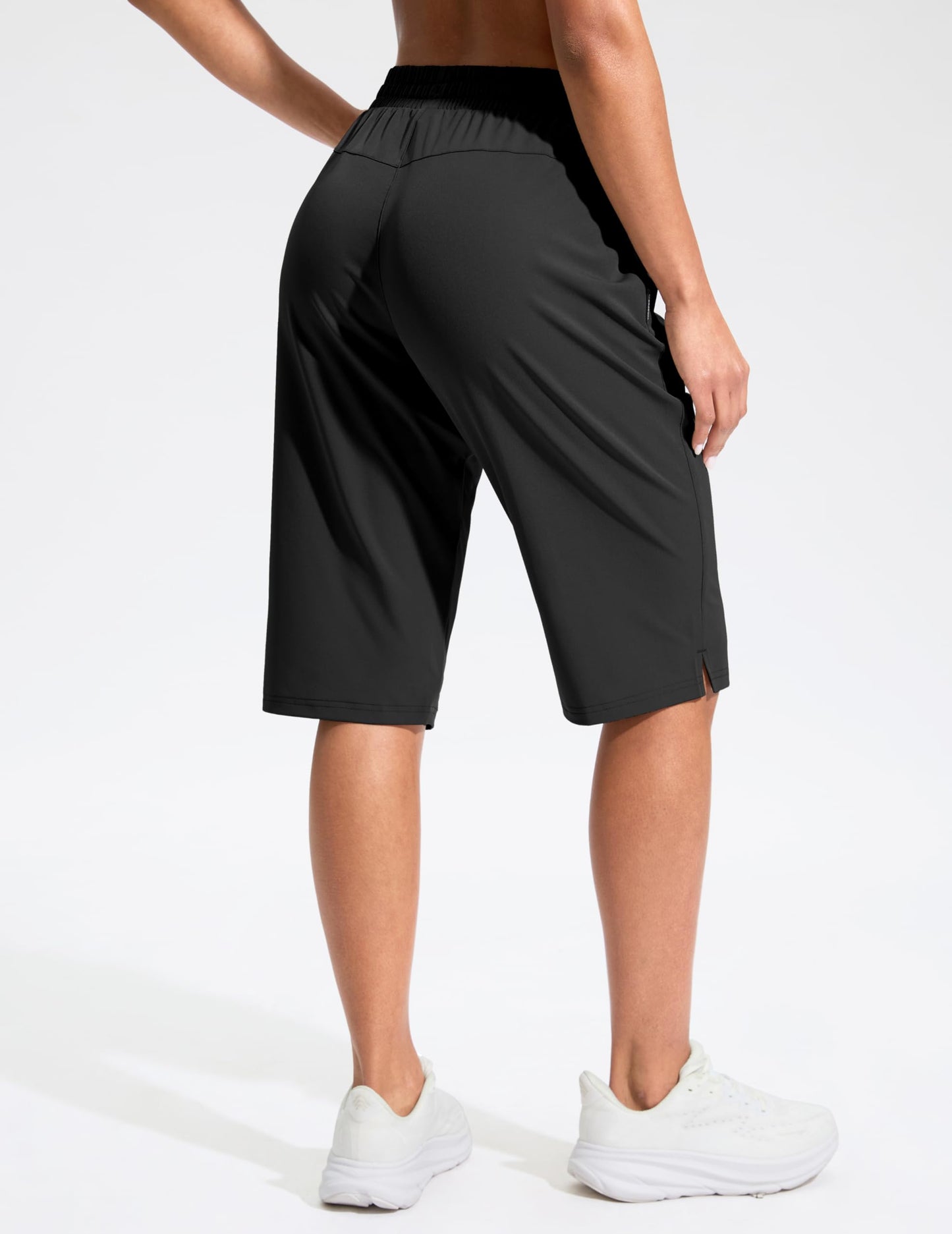 G Gradual Women's 13" Long Hiking Shorts with Zipper Pocket Lightweight Quick Dry Knee Length Bermuda Shorts for Women