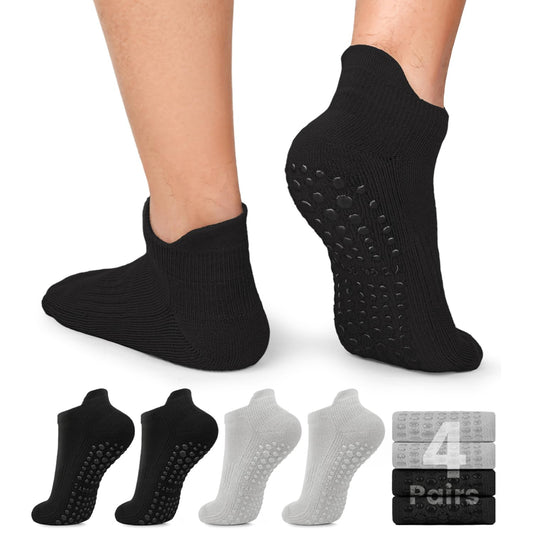 FuelMeFoot Men's Non Slip Yoga Socks with Grips Anti Slip Socks with Cushion for Hospital, Pilates, Fitness Grippy Socks