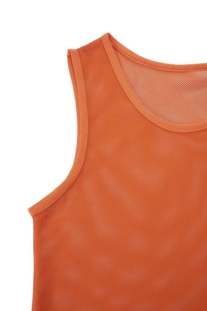 SPTEHW Scrimmage Vests Pinnies Team Practice Jerseys for Kids,Youth and Adult Sports Soccer,Football,Basketball(12 Pack)（Orange,XL）
