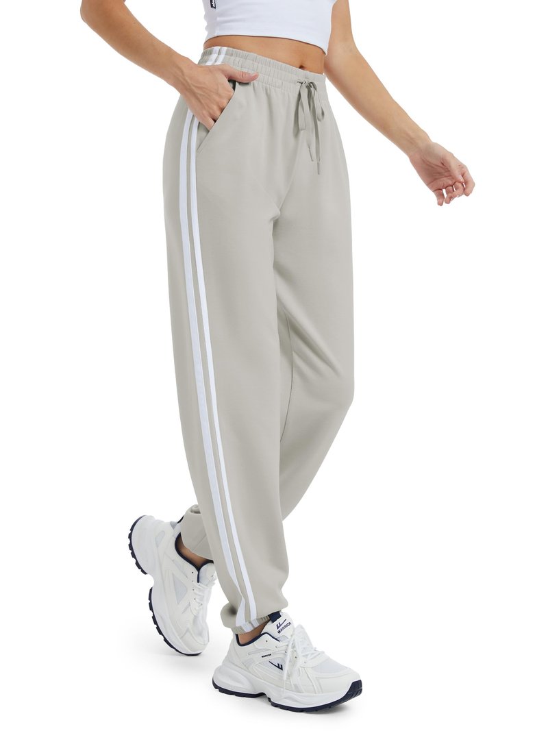 Tallemon Track Pants Women's Sweatpants Side Stripes High Rise Drawstring Baggy Lounge Cinch Bottoms Active Joggers Fall,Black,M