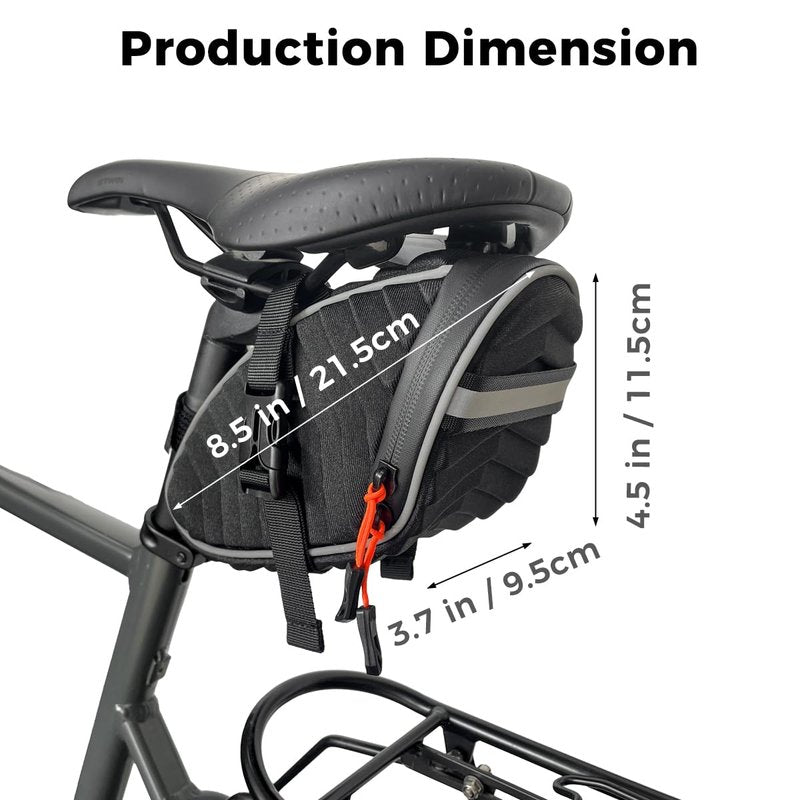 Danuosie Bike Saddle Bag, 1L Semi-rigid 3D Shell Bicycle Seat Bag Under Seat with Quick-Release Buckles, Water-Resistant Bike Tool Bag for Mountain Road Bikes Cycling, Black