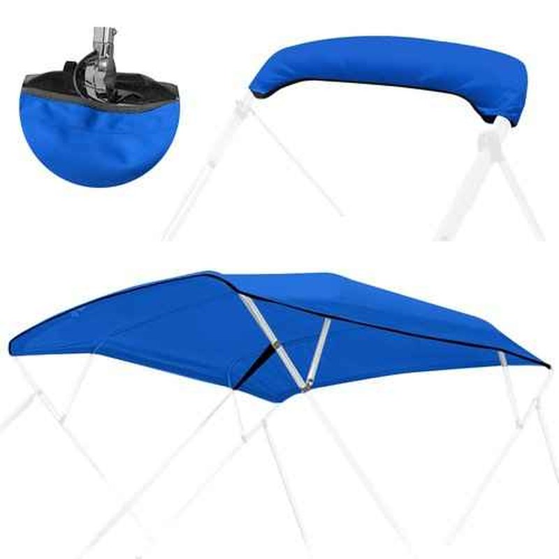 Caminor 4 Bow Bimini Top Replacement Canvas with Light Hole and Storage Boot, 900D Heavy Duty Waterproof Bimini Top Canvas Only Without Frame, 8'L 73"-78" W Blue