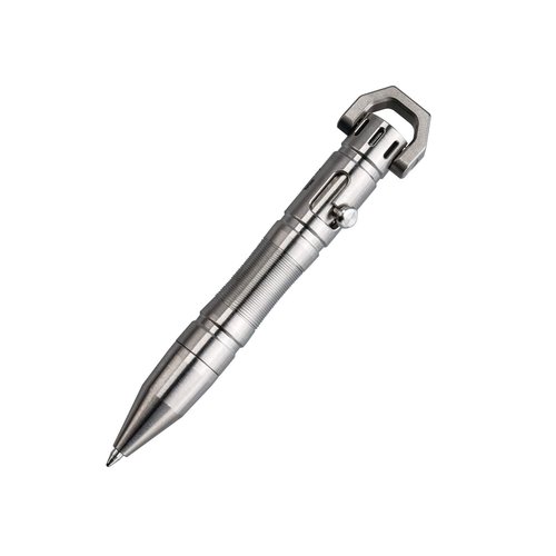 MecArmy TPX8 Mini Bolt Action Tactical Pen, Keychain Tactical Pen with 1 D Key Ring for Daily Carry, Small EDC Pen with Anti-Slip Grip Replaceable Refill for Work Travel, Ideal Gift (Titanium)