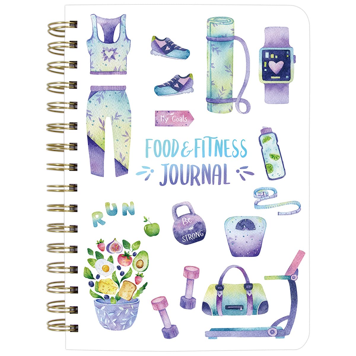 Food and Fitness Journal Meal Journal Diary Workout Wellness Log Notebook Planner Weight Loss Diet Meal Exercise Training Health Tracker 6.1" x 8.5" Hard Cover