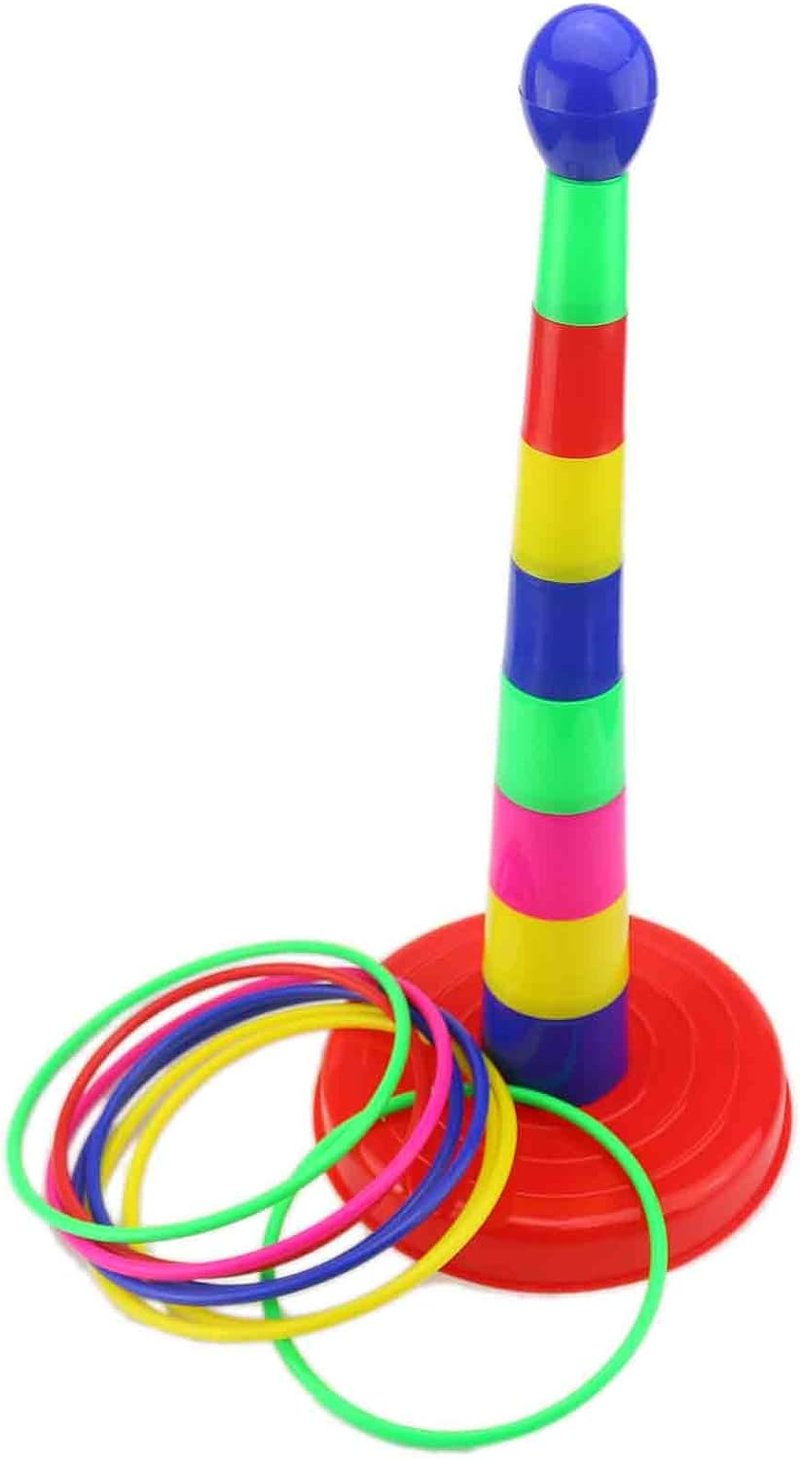 Colorful Plastic Sport Ring Toss Game Set for Kids - 18-Inch Fun Outdoor Activity