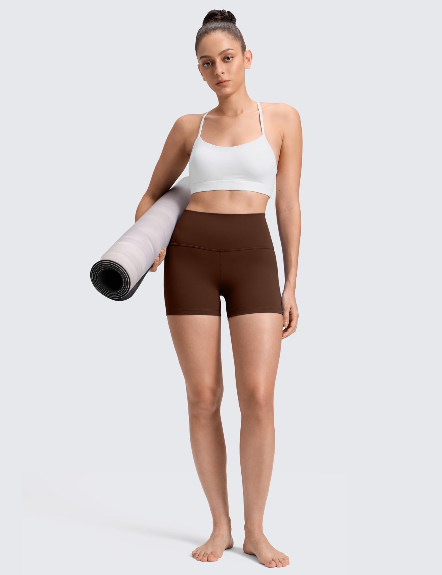 CRZ YOGA Butterluxe Biker Shorts 4'' - High Waisted Booty Workout Volleyball Yoga Womens Spandex Lava Brown Small