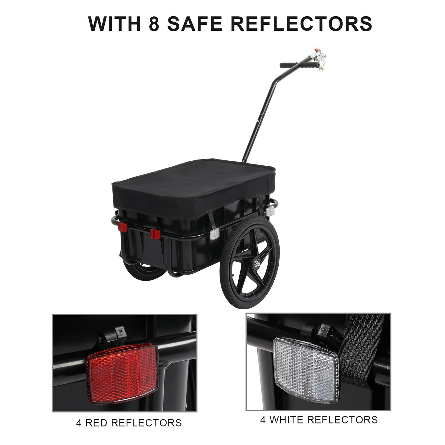 PEXMOR Bike Cargo Trailer with Removable Box & Waterproof Cover, Bicycle Wagon Trailers with 16" Wheels & Quick Release Universal Coupler, Large Loading Bike Trailer Storage Cart with Reflectors