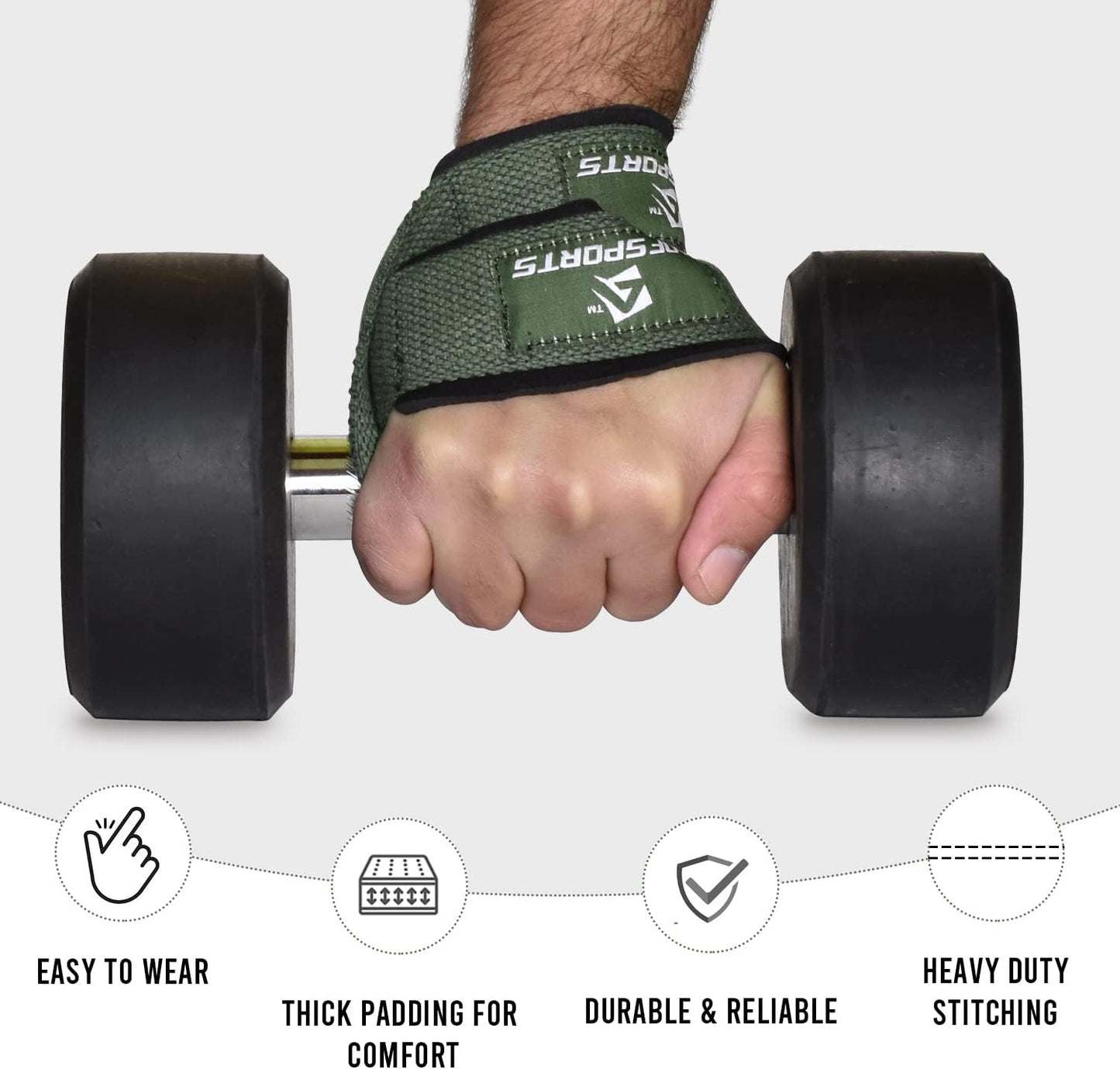 Figure 8 Weight Lifting Straps - Heavy Duty Gym Wrist Straps with Padded Cuff Support | Ideal for Powerlifting & Bodybuilding