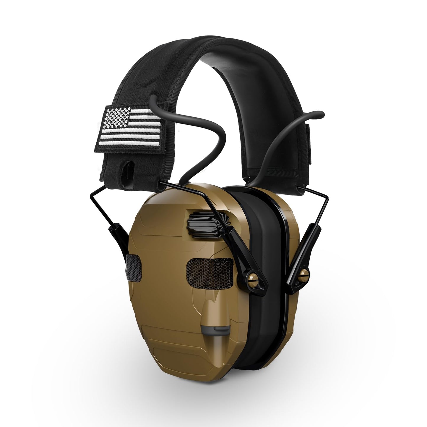 YYTDDUUU Electronic Shooting Ear Protection Earmuffs, 5X Sound Amplification Headphones with NRR 23dB Active Noise Reduction for Hunting & Gun Range（Brown）