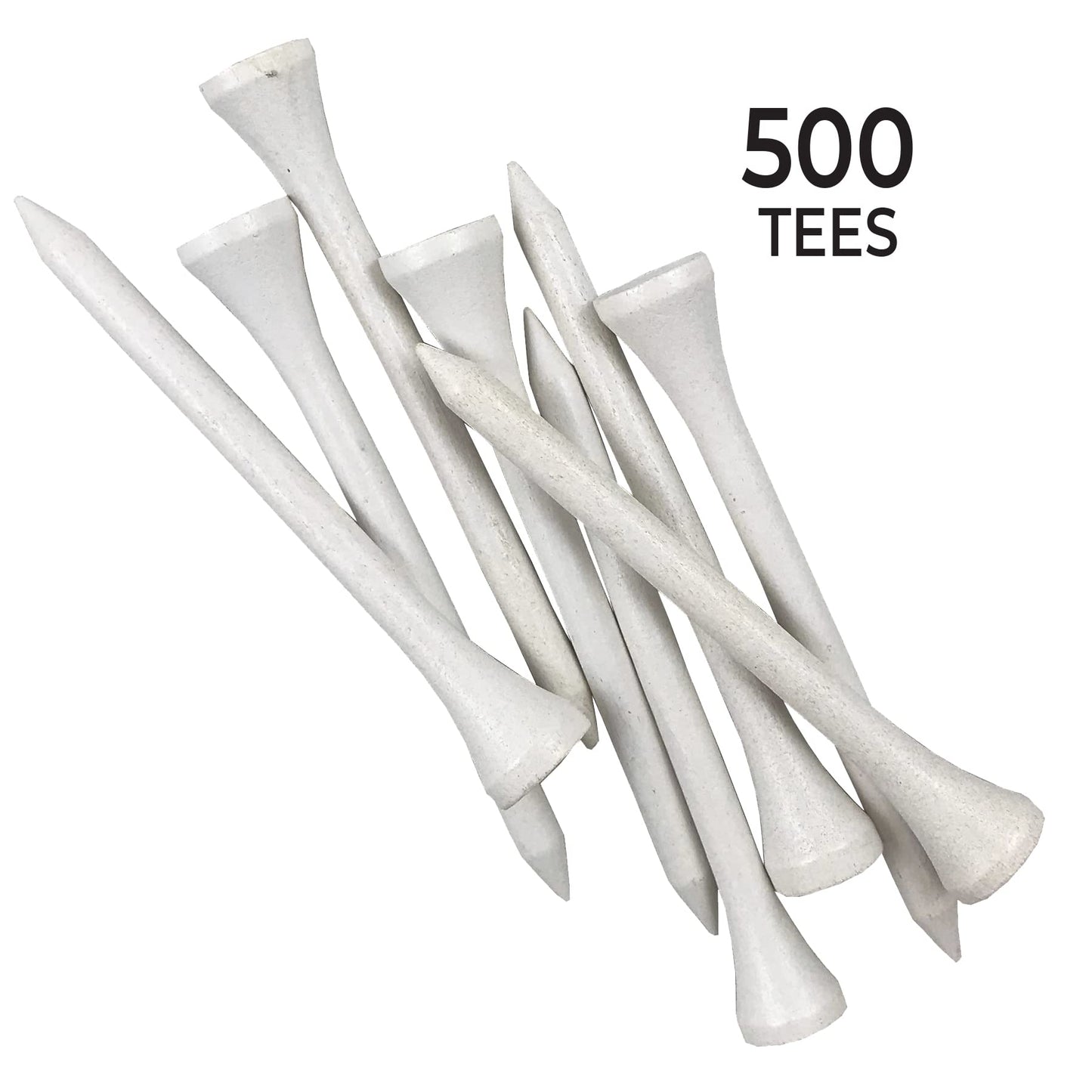 Pride Deluxe Wooden Golf Tees - 500 Count, 2 3/4 Inch - White - #1 Brand on Tour - Best for Drivers & Woods - Improve Distance and Accuracy