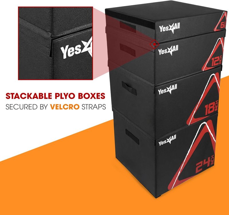 Yes4All Adjustable Soft Plyo Box | Versatile Jumping Trainer for Plyometric Exercises - Multiple Height Options
